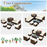 NNECW 8-Piece Outdoor Patio Furniture Set with Cushions & Storage Box