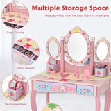 NNECW Vanity Set with Tri-fold Mirror for Kids-Pink