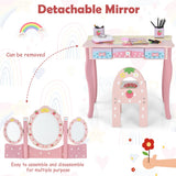 NNECW Vanity Set with Tri-fold Mirror for Kids-Pink