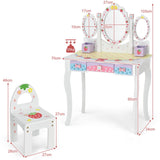 NNECW Vanity Set with Tri-fold Mirror for Kids-White