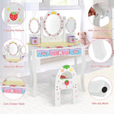 NNECW Vanity Set with Tri-fold Mirror for Kids-White