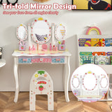 NNECW Vanity Set with Tri-fold Mirror for Kids-White