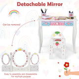 NNECW Vanity Set with Tri-fold Mirror for Kids-White