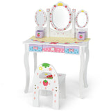 NNECW Vanity Set with Tri-fold Mirror for Kids-White