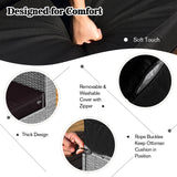 NNECW  8-Piece Outdoor Grey PE Rattan Conversation Set with Washable Cushion Covers-Black