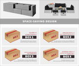 NNECW  8-Piece Outdoor Grey PE Rattan Conversation Set with Washable Cushion Covers-Black