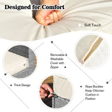 NNECW  8-Piece Outdoor Grey PE Rattan Conversation Set with Washable Cushion Covers-White