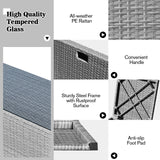 NNECW  8-Piece Outdoor Grey PE Rattan Conversation Set with Washable Cushion Covers-White