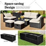 NNECW  8 Pieces Outdoor PE Rattan Conversation Set with Washable Cushion Covers-White