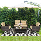 NNECW 4-Piece Wicker Furniture Set with Cushions for Courtyard