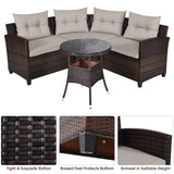 NNECW 4-Piece Patio Wicker Furniture Set with Cushion-Beige