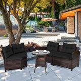 NNECW 4-Piece Patio Wicker Furniture Set with Cushion-Black