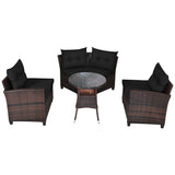 NNECW 4-Piece Patio Wicker Furniture Set with Cushion-Black