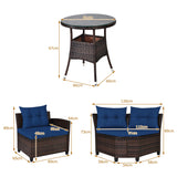 NNECW 4-Piece Patio Wicker Furniture Set with Cushion-Navy