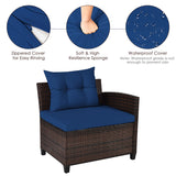 NNECW 4-Piece Patio Wicker Furniture Set with Cushion-Navy