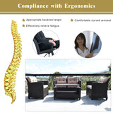 NNECW 4-Piece Rattan Chair Set with Loveseat & Coffee table for Patio