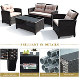 NNECW 4-Piece Rattan Chair Set with Loveseat & Coffee table for Patio