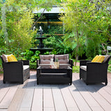 NNECW 4-Piece Rattan Chair Set with Loveseat & Coffee table for Patio