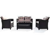 NNECW 4-Piece Rattan Chair Set with Loveseat & Coffee table for Patio