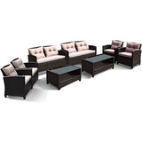 NNECW 4-Piece Rattan Chair Set with Loveseat & Coffee table for Patio