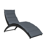 NNECW Foldable Rattan Wicker Lounge Chair with Cushion for Garden & Patio Grey