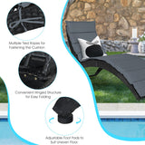 NNECW Foldable Rattan Wicker Lounge Chair with Cushion for Garden & Patio Grey