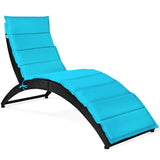 NNECW Foldable Rattan Wicker Lounge Chair with Cushion for Garden & Patio Turquoise