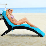 NNECW Foldable Rattan Wicker Lounge Chair with Cushion for Garden & Patio Turquoise
