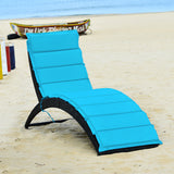 NNECW Foldable Rattan Wicker Lounge Chair with Cushion for Garden & Patio Turquoise