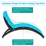 NNECW Foldable Rattan Wicker Lounge Chair with Cushion for Garden & Patio Turquoise