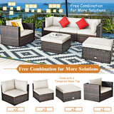 NNECW 6 Pieces Patio Rattan Sectional Furniture Set with Seat Cushion for Backyard