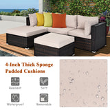 NNECW 5 Pieces Patio Sectional Conversation Set with Cushions & Side Table Ottoman