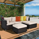 NNECW 5 Pieces Patio Sectional Conversation Set with Cushions & Side Table Ottoman