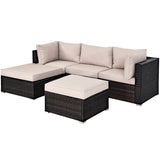 NNECW 5 Pieces Patio Sectional Conversation Set with Cushions & Side Table Ottoman