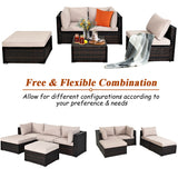 NNECW 5 Pieces Patio Sectional Conversation Set with Cushions & Side Table Ottoman