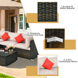 NNECW 5-Piece Outdoor Sectional Sofa Set with Non-slip Foot Pads for Yard Beige