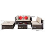 NNECW 5-Piece Outdoor Sectional Sofa Set with Non-slip Foot Pads for Yard Beige
