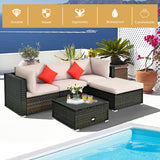 NNECW 5-Piece Outdoor Sectional Sofa Set with Non-slip Foot Pads for Yard Beige