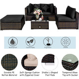 NNECW 5-Piece Outdoor Sectional Sofa Set with Non-slip Foot Pads for Yard Black