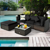 NNECW 5-Piece Outdoor Sectional Sofa Set with Non-slip Foot Pads for Yard Black