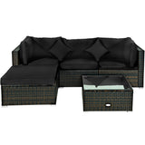 NNECW 5-Piece Outdoor Sectional Sofa Set with Non-slip Foot Pads for Yard Black