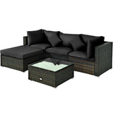 NNECW 5-Piece Outdoor Sectional Sofa Set with Non-slip Foot Pads for Yard Black