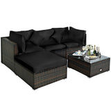 NNECW 5-Piece Outdoor Sectional Sofa Set with Non-slip Foot Pads for Yard Black