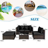 NNECW 5-Piece Outdoor Sectional Sofa Set with Non-slip Foot Pads for Yard Black