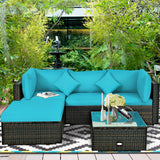 NNECW 5-Piece Outdoor Sectional Sofa Set with Non-slip Foot Pads for Yard Turquoise