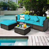 NNECW 5-Piece Outdoor Sectional Sofa Set with Non-slip Foot Pads for Yard Turquoise