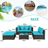 NNECW 5-Piece Outdoor Sectional Sofa Set with Non-slip Foot Pads for Yard Turquoise