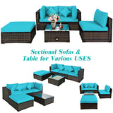 NNECW 5-Piece Outdoor Sectional Sofa Set with Non-slip Foot Pads for Yard Turquoise