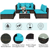 NNECW 5-Piece Outdoor Sectional Sofa Set with Non-slip Foot Pads for Yard Turquoise