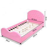 NNECW Kids Twin Bed Frame Upholstered Platform Wooden Princess Bed Bedroom Furniture